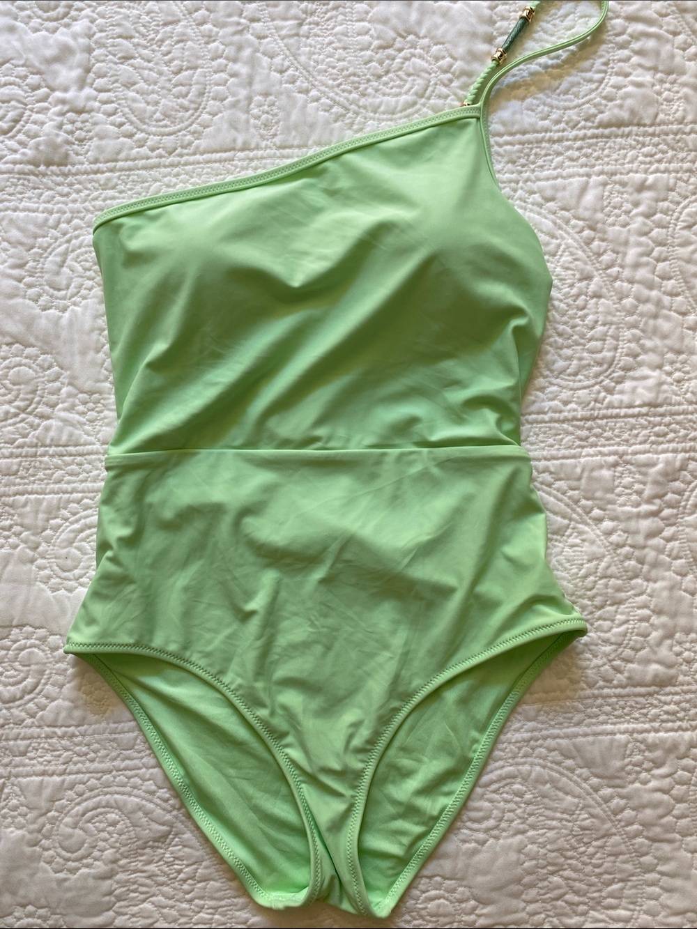 aerie One-Shoulder One-Piece Swimsuit in Light Green small